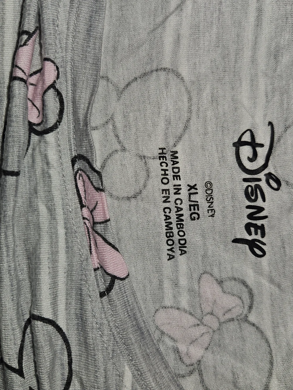 Disney Gray Striped Minnie Mouse Pajama Set with Pink Bows - Picture 3 of 4